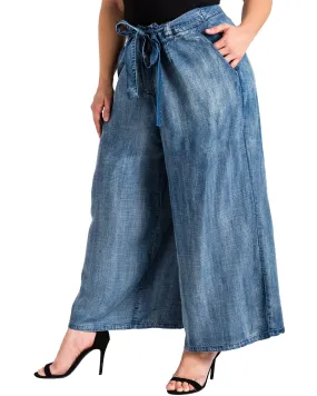 Naomi Denim Wide Leg Palazzo Pant | Blue 3091