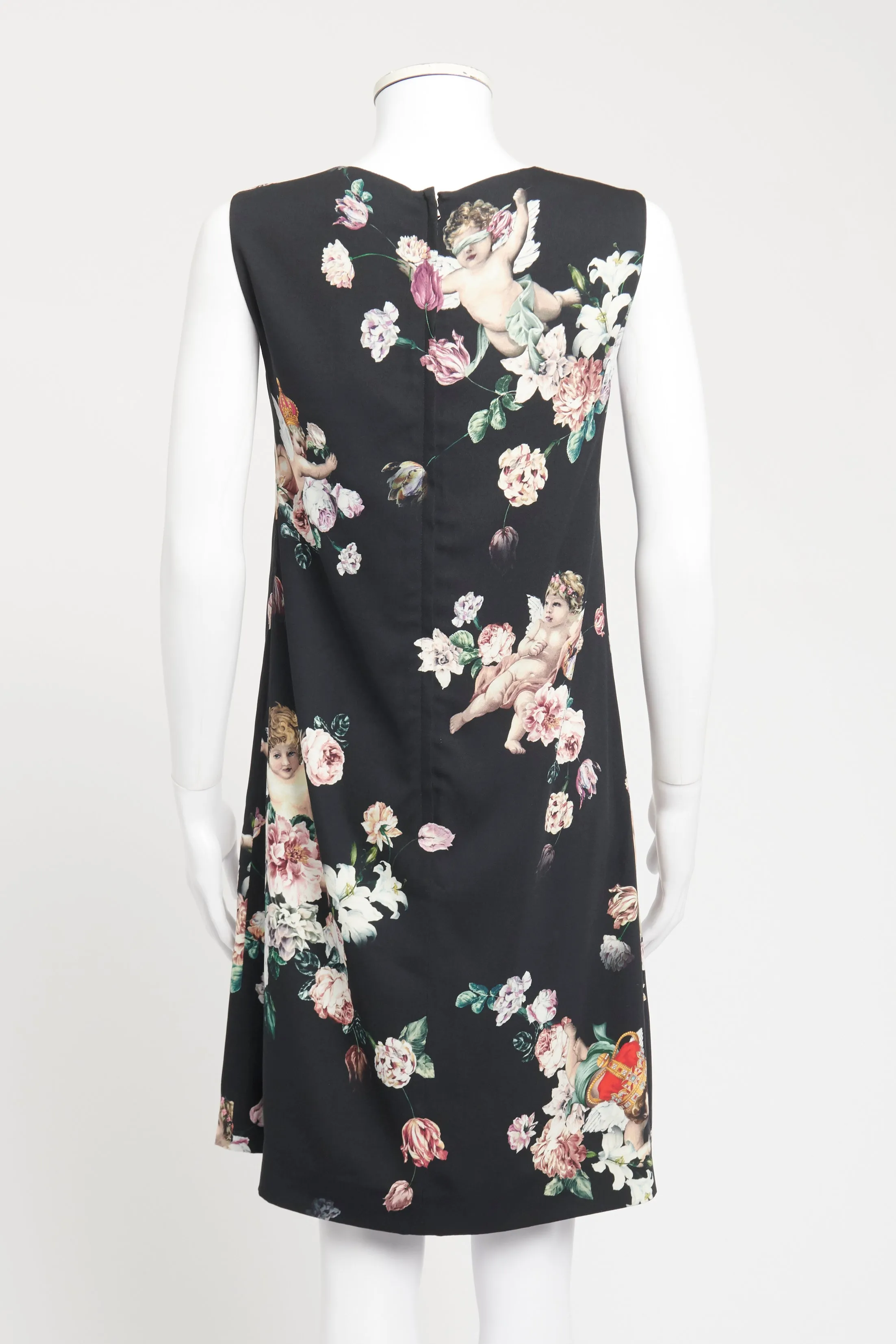 Navy Rayon Floral Printed Shift Dress