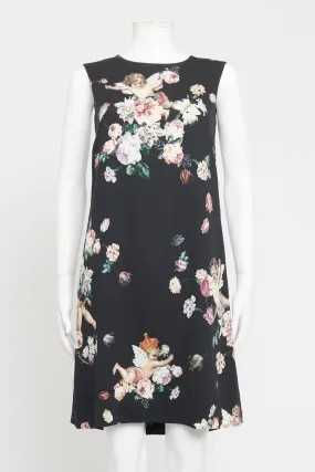 Navy Rayon Floral Printed Shift Dress