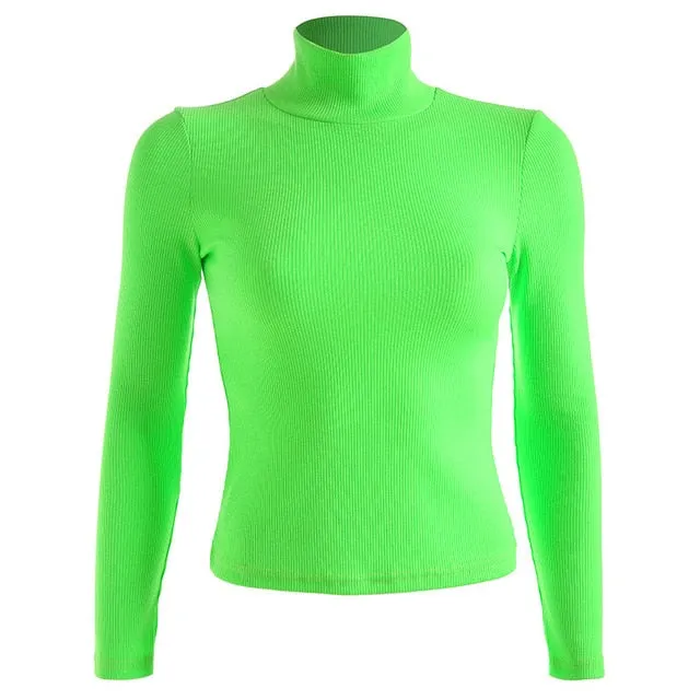 Neon Color Ribbed T Shirt