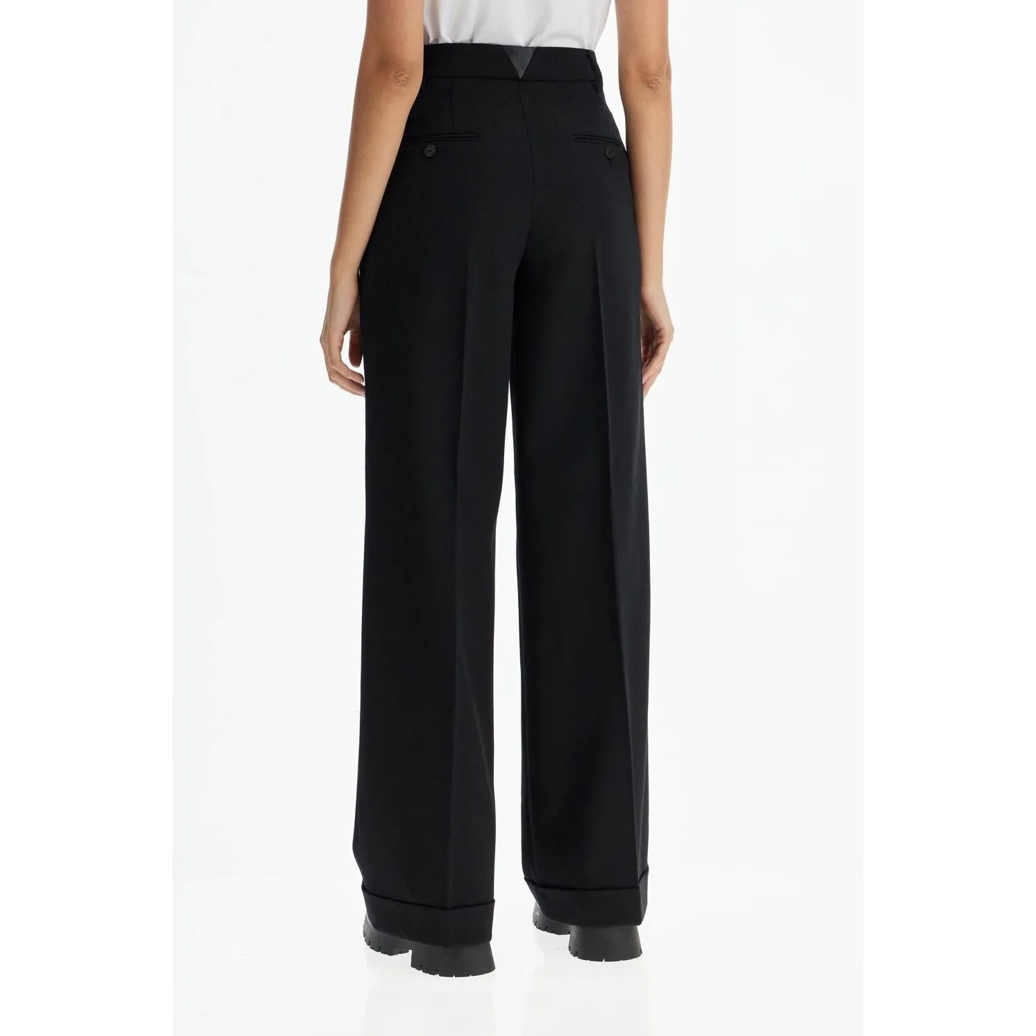 Pinko twill wide-leg trousers in pal