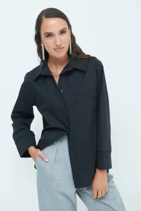 Piped detail button-up shirt wholesale