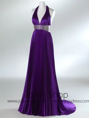 Purple Grecian Halter Formal Prom Evening Dress HB2028A