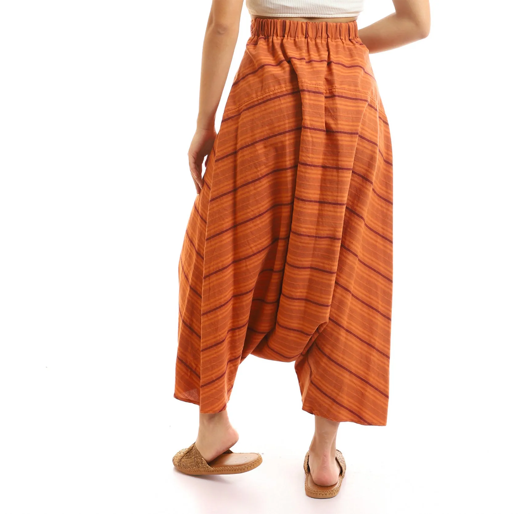 Striped woven cotton harem pants