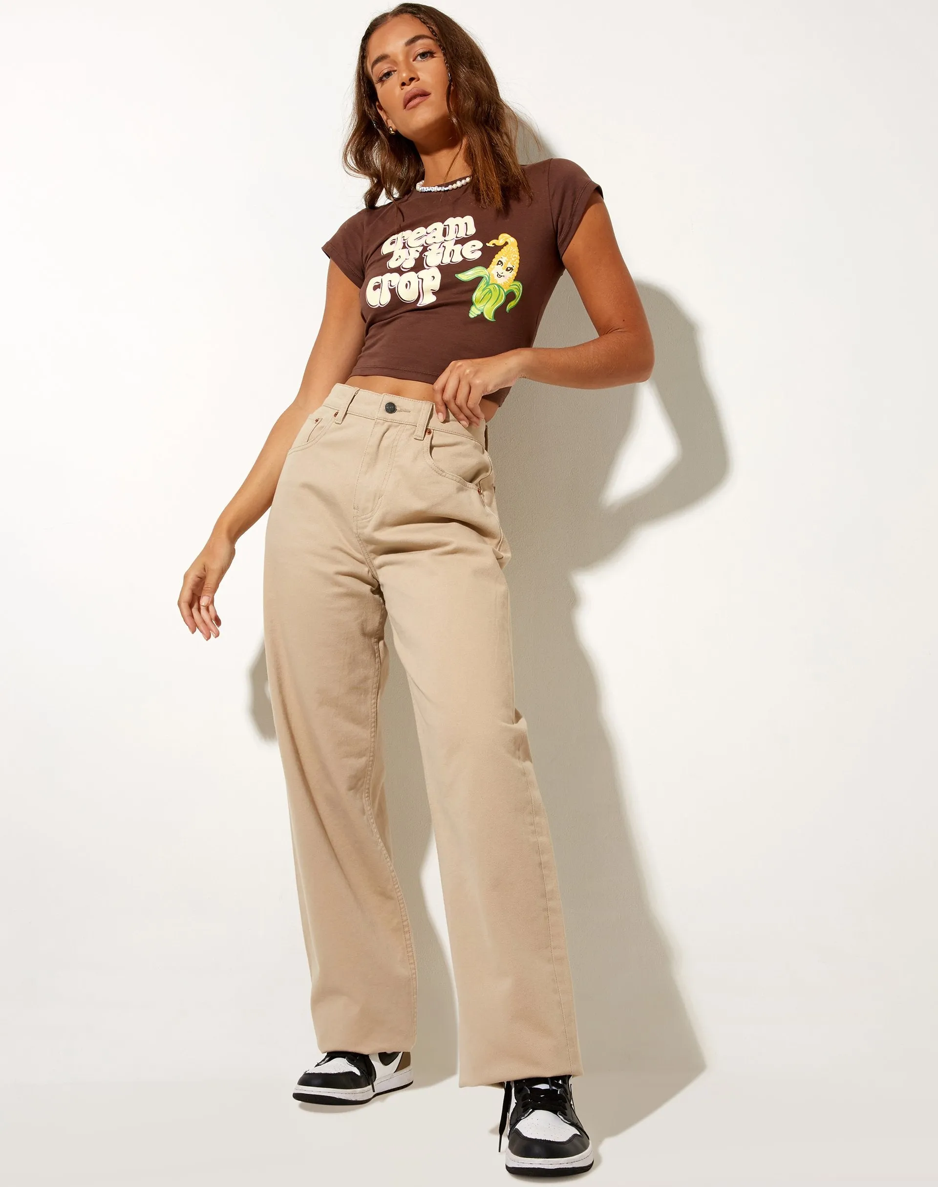 Tinsi Crop Top in Deep Mahogany Cream Of The Crop