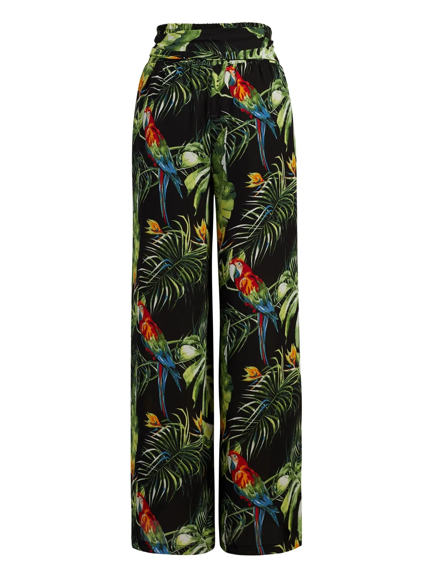 Tropical-Print Palazzo Pant