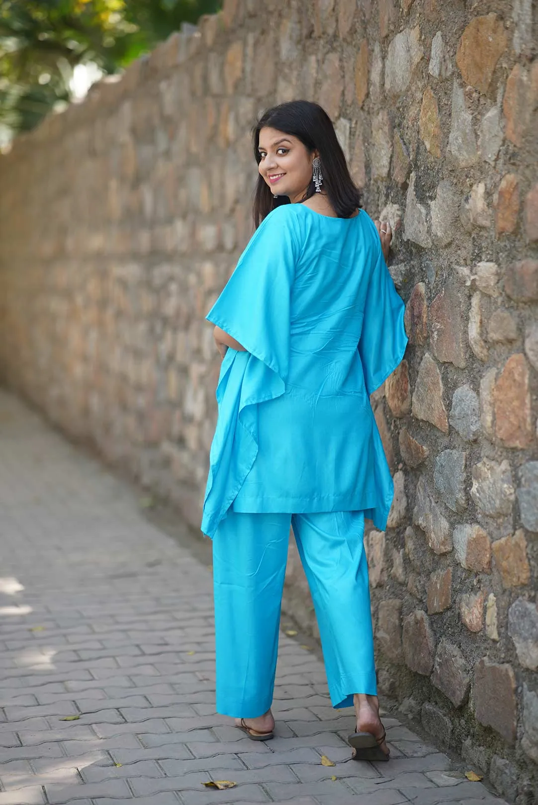 Turquoise Rayon Kurti & Palazzo - Mughalicious