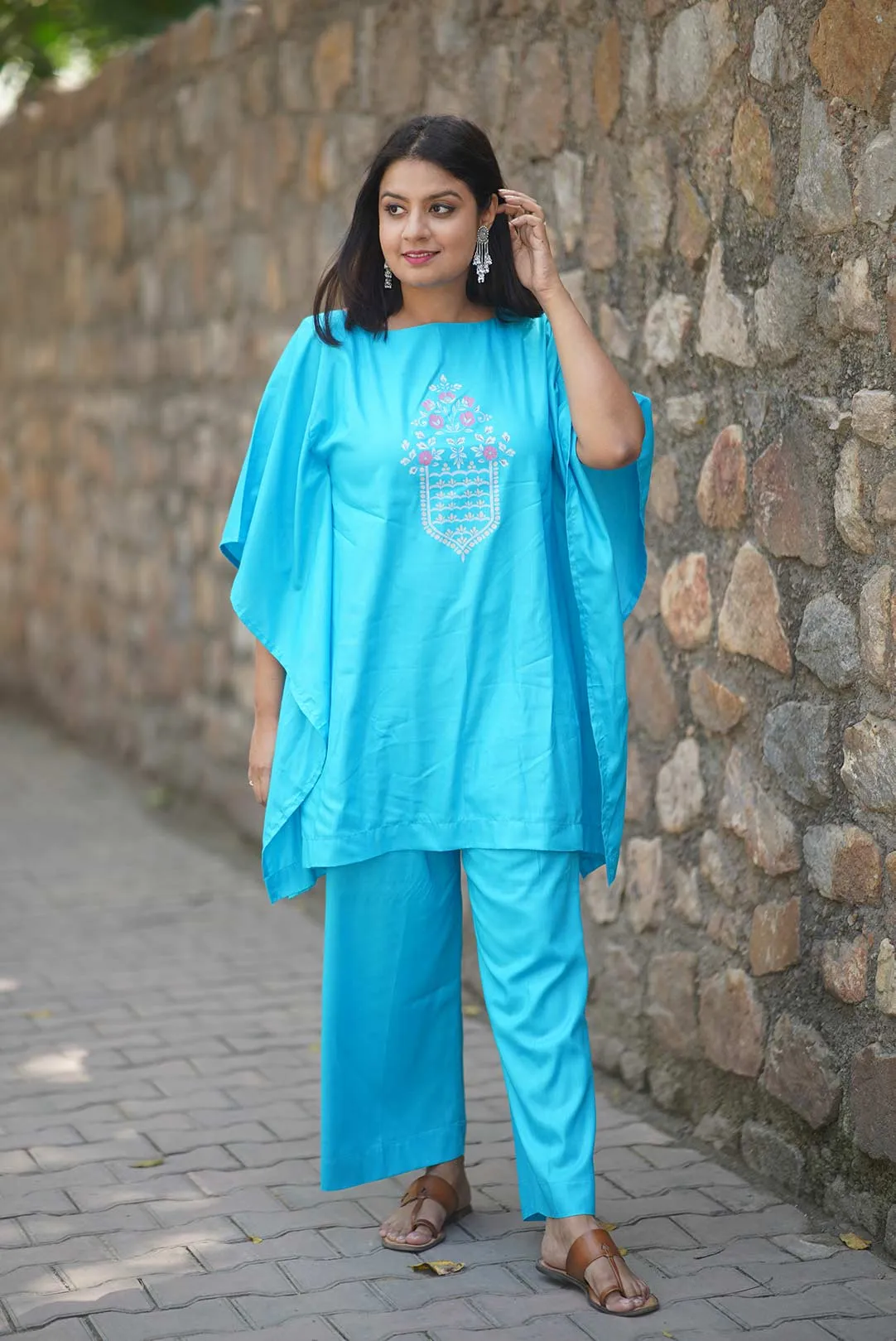 Turquoise Rayon Kurti & Palazzo - Mughalicious