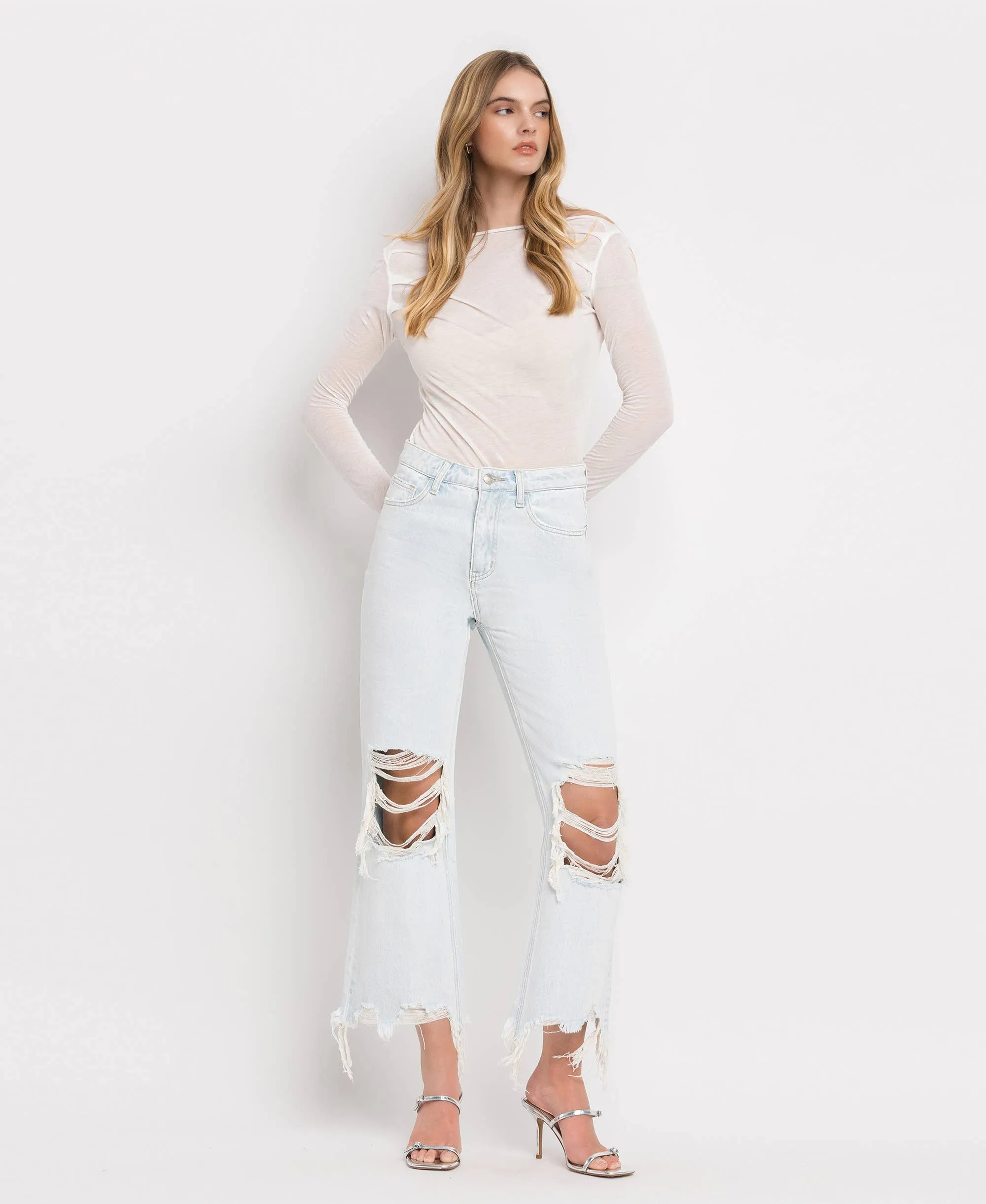 Vervet 90's Vintage Super High Rise Crop Flare Jeans