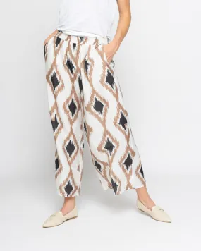 Watercolor Geo-Diamond Elastic Palazzo Pant