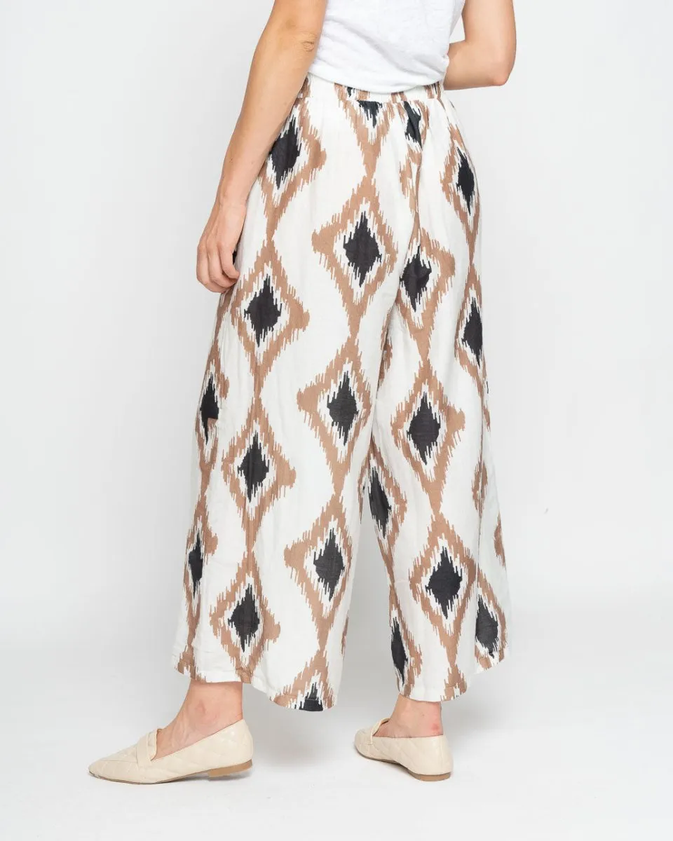 Watercolor Geo-Diamond Elastic Palazzo Pant