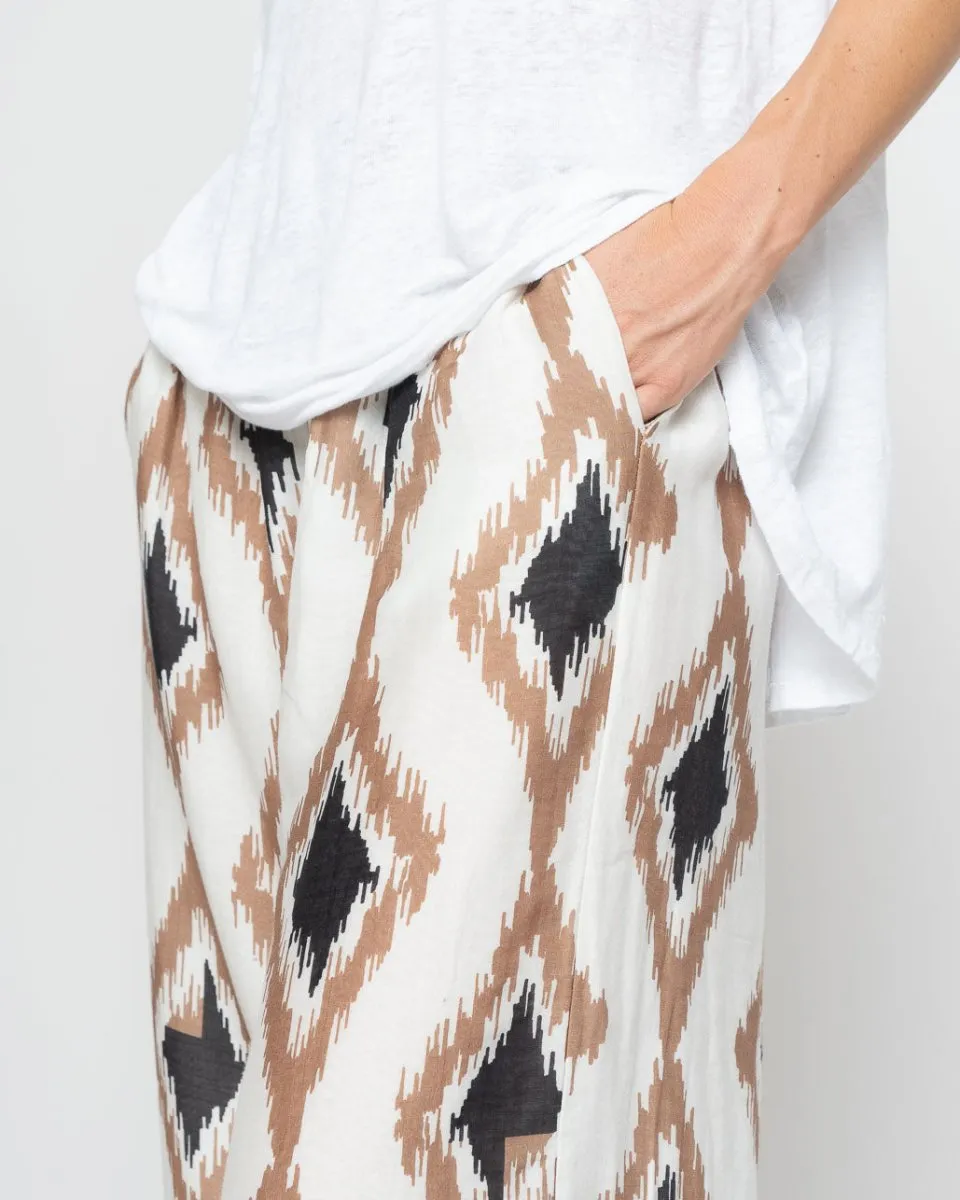 Watercolor Geo-Diamond Elastic Palazzo Pant