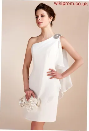 Wedding Dresses Tania Short/Mini Dress Ruffles Cascading One-Shoulder Beading Sheath/Column Wedding Chiffon With