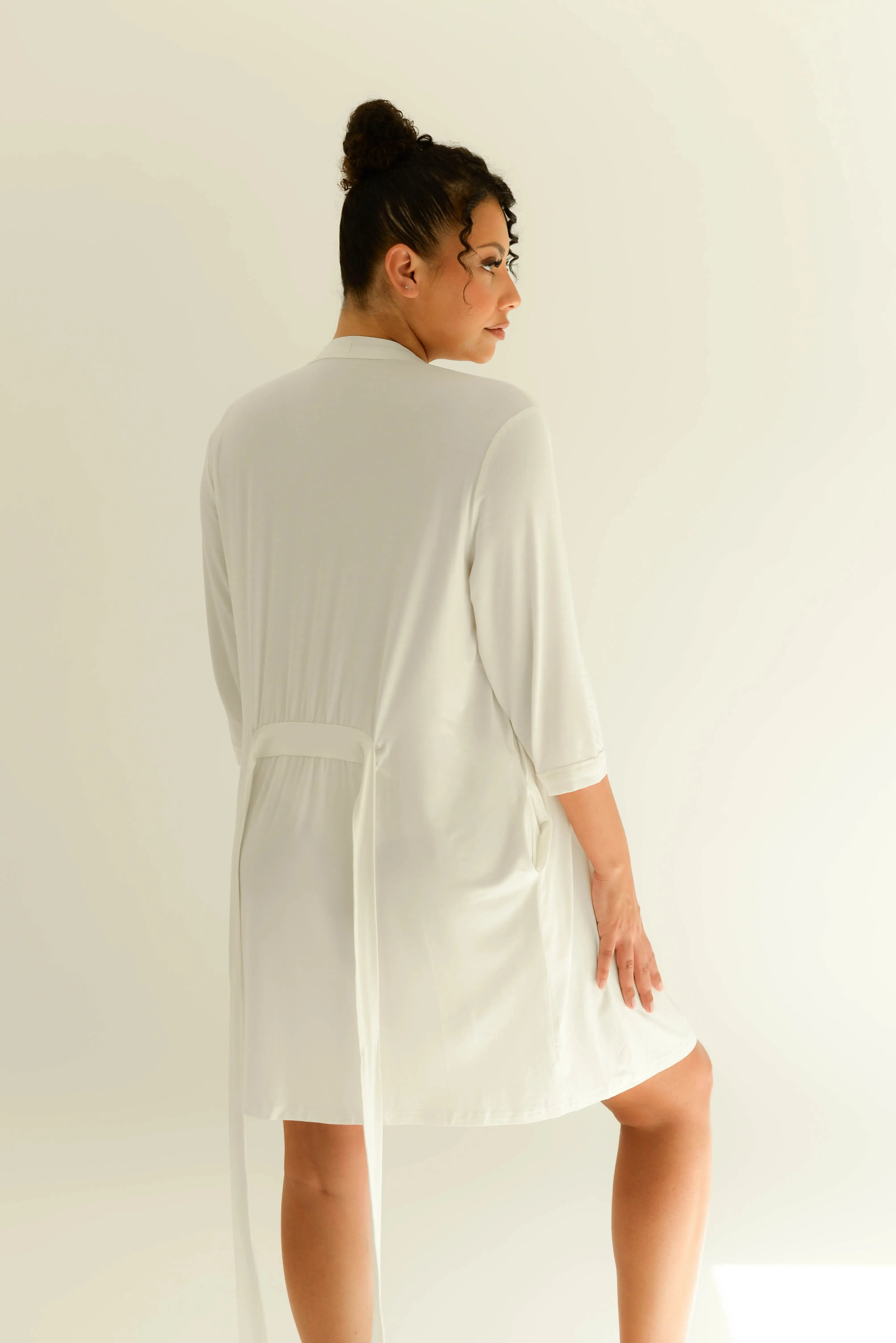 White Drape Bamboo Women's Robe