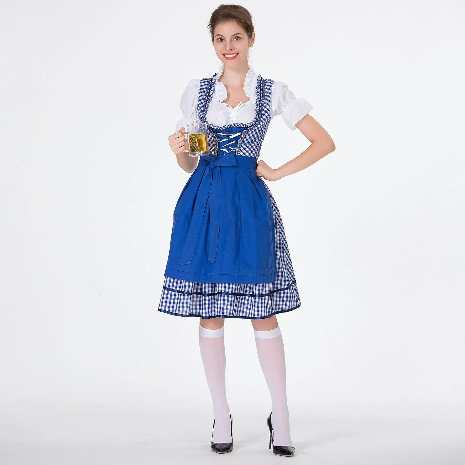 Women German Oktoberfest Costumes 3 Pcs Bavarian Dirndl Dresses