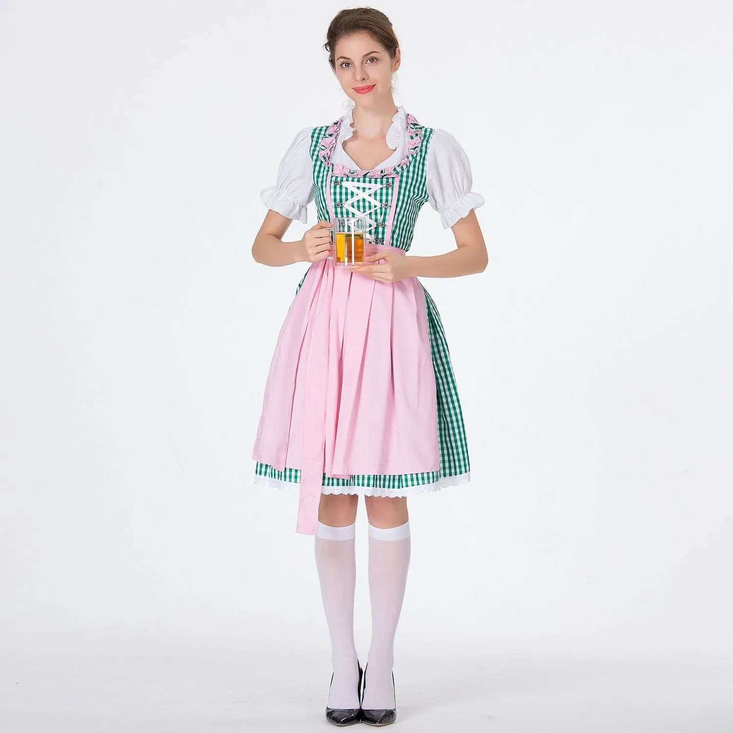 Women German Oktoberfest Costumes 3 Pcs Bavarian Dirndl Dresses