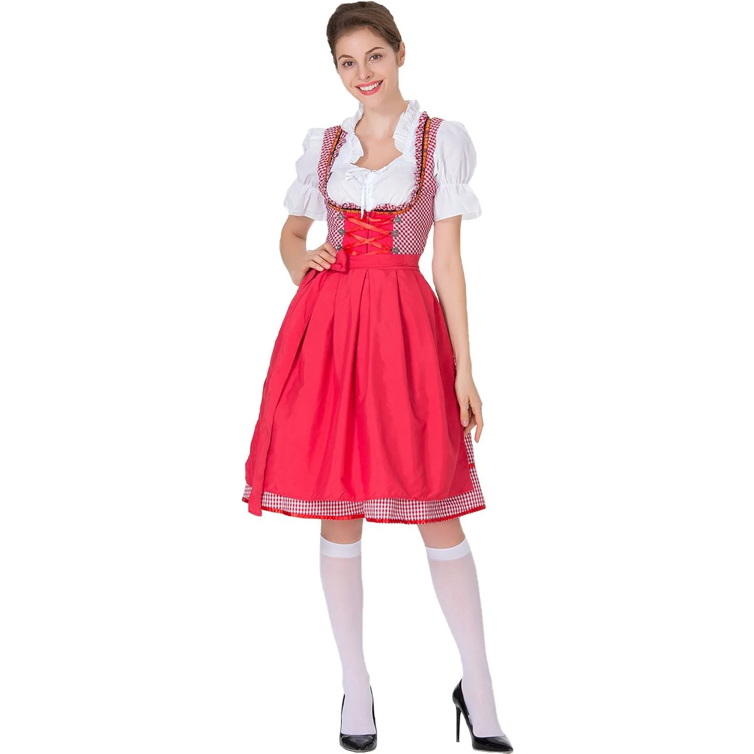 Women German Oktoberfest Costumes 3 Pcs Bavarian Dirndl Dresses