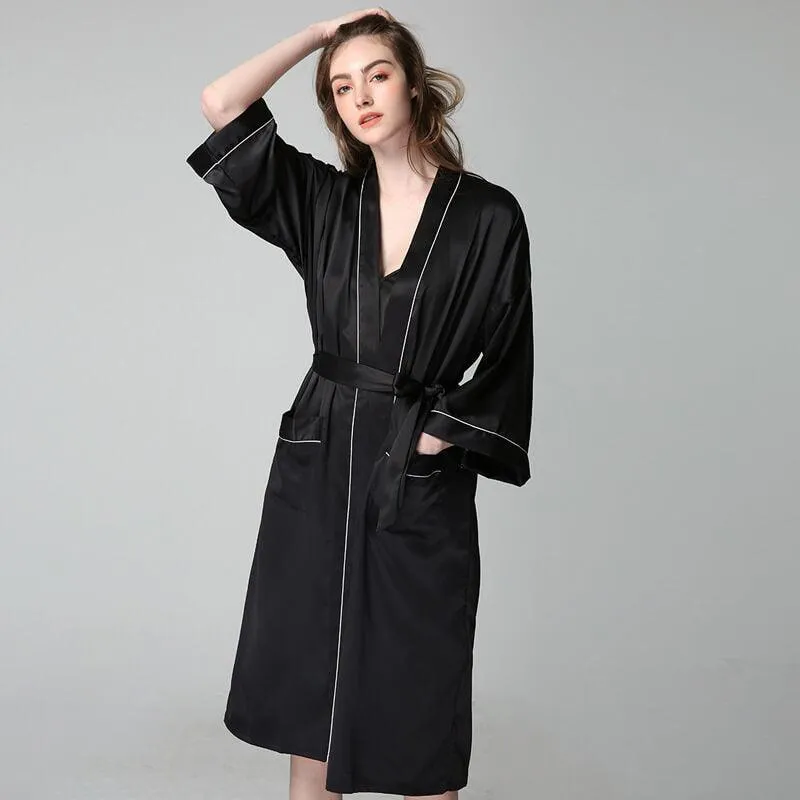 Women Long 100% Silk Nightgown and Robes Set