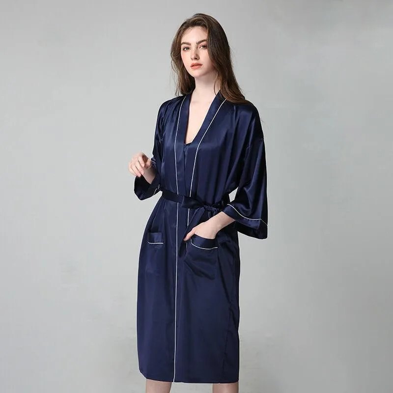 Women Long 100% Silk Nightgown and Robes Set