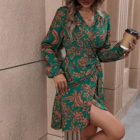 Wrap It Up: Lantern Sleeve Floral Dress for Autumn