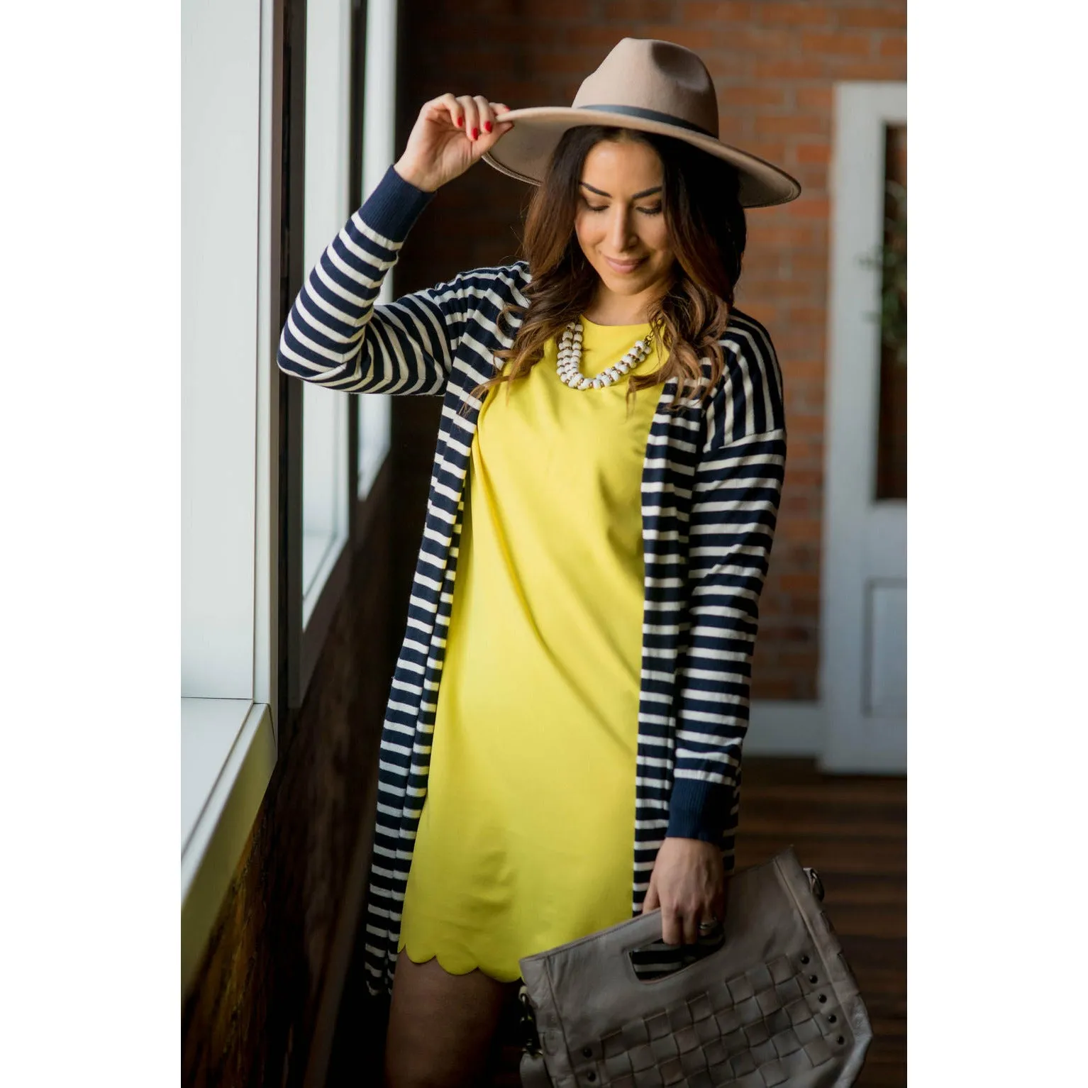 Yellow Scalloped Shift Dress