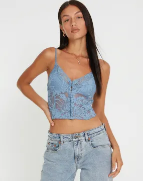 Yenko Crop Top in Lace Blue